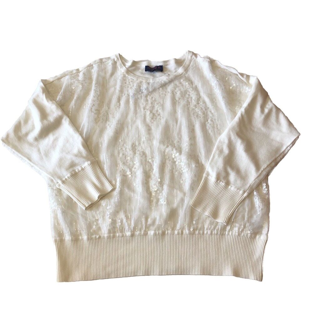 joseph a womens Sequin Front  Ivory Sweater Size 1X NWT